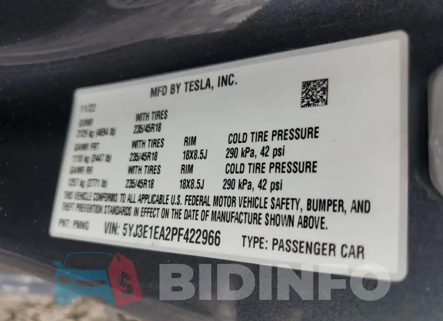 5YJ3E1EA2PF422966 Photo# 13