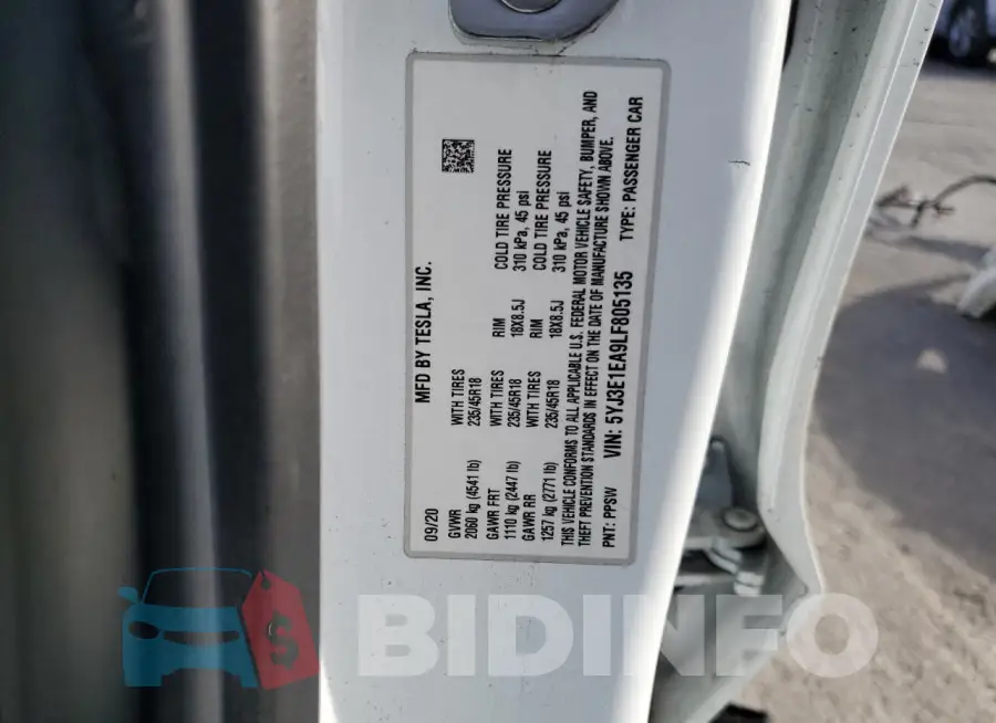 5YJ3E1EA9LF805135 Photo# 13