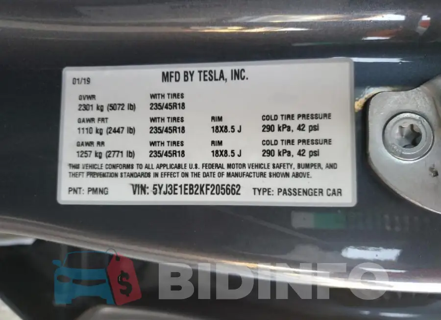 5YJ3E1EB2KF205662 Photo# 13