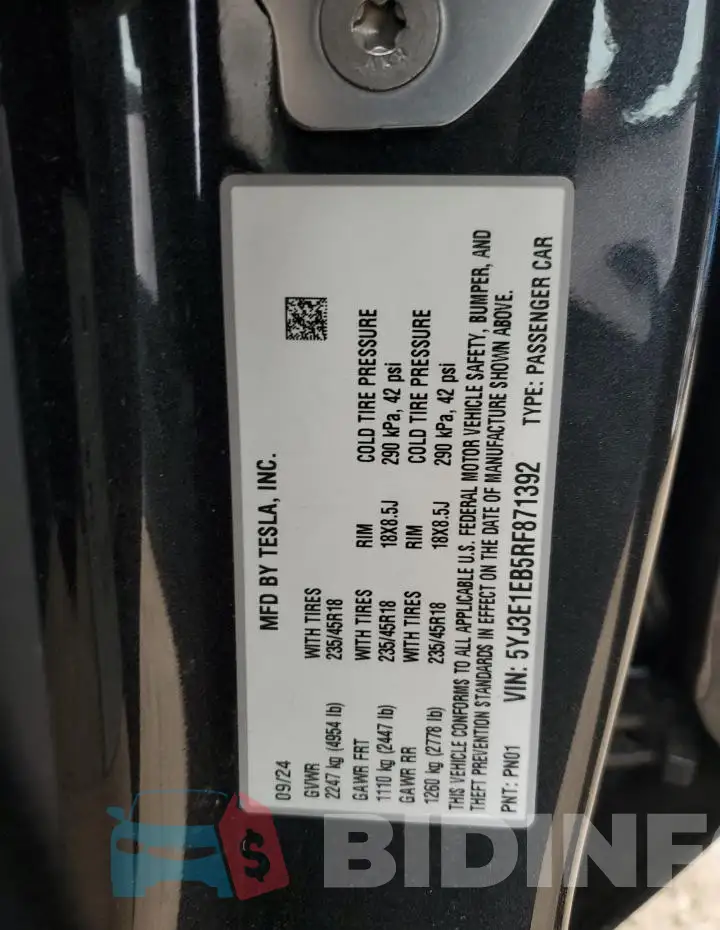 5YJ3E1EB5RF871392 Photo# 13