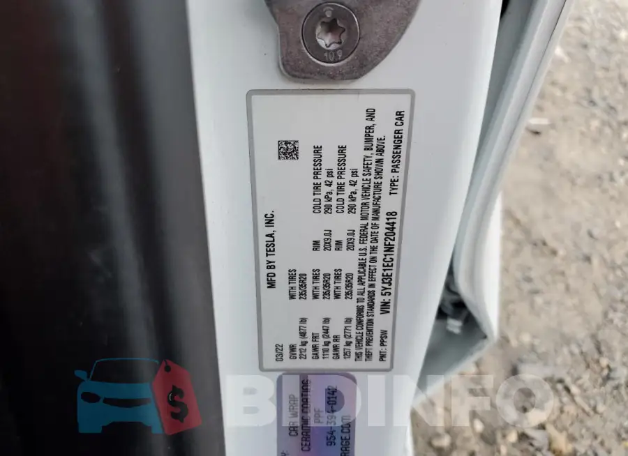 5YJ3E1EC1NF204418 Photo# 12
