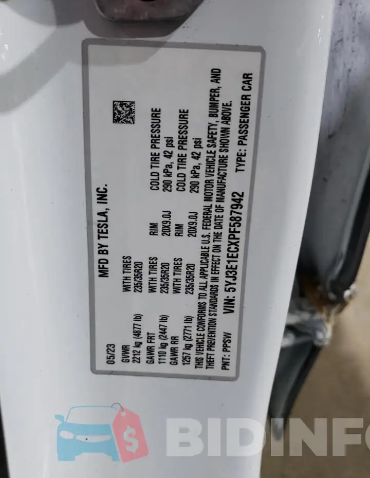 5YJ3E1ECXPF587942 Photo# 12