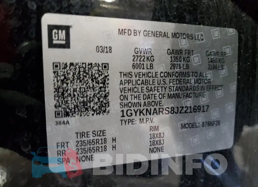 1GYKNARS8JZ216917 Photo# 14
