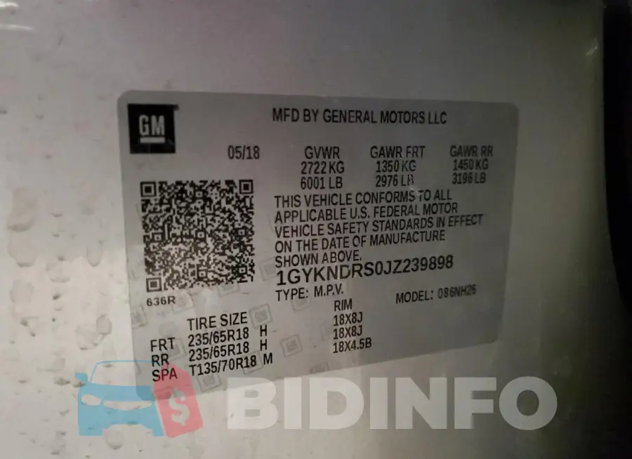 1GYKNDRS0JZ239898 Photo# 12
