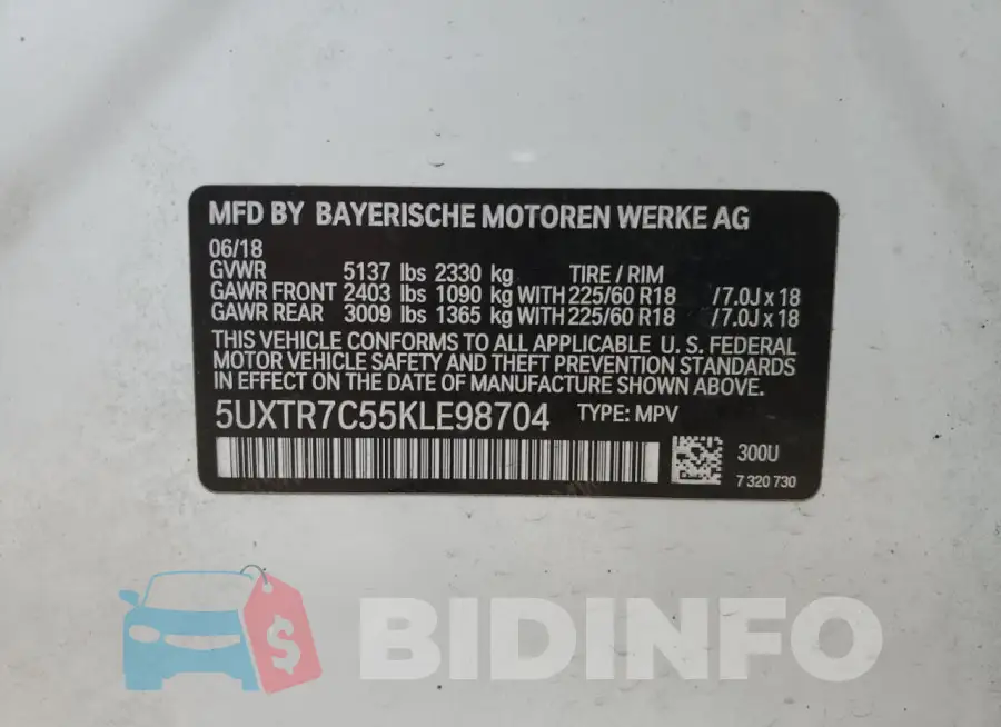 5UXTR7C55KLE98704 Photo# 13