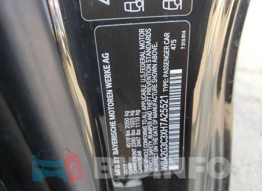 WBA2G3C3XH7A25521 Photo# 12