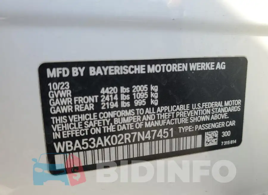 WBA53AK02R7N47451 Photo# 13