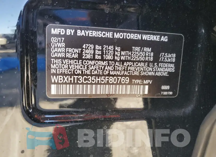 WBXHT3C35H5F80769 Photo# 13