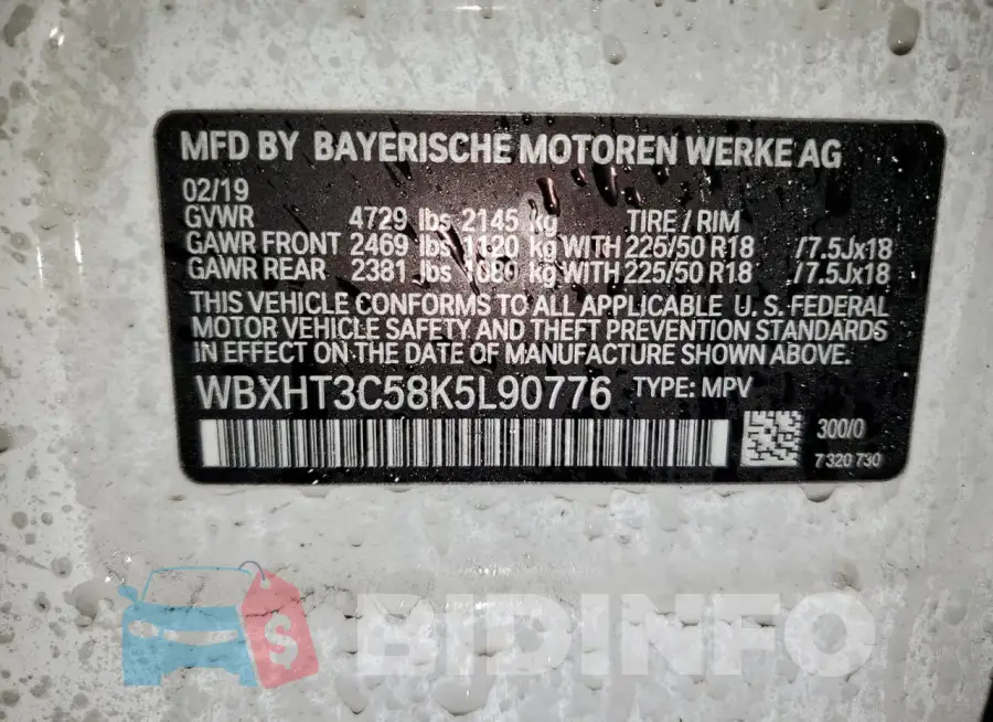 WBXHT3C58K5L90776 Photo# 14