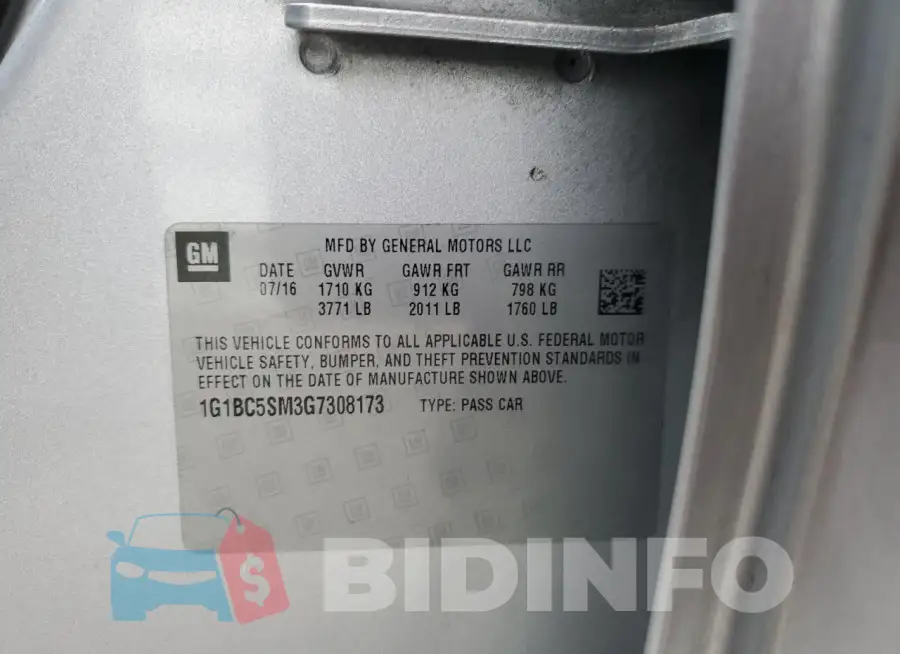 1G1BC5SM3G7308173 Photo# 12