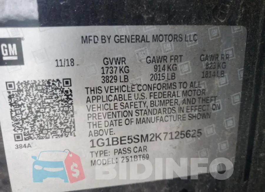 1G1BE5SM2K7125625 Photo# 12