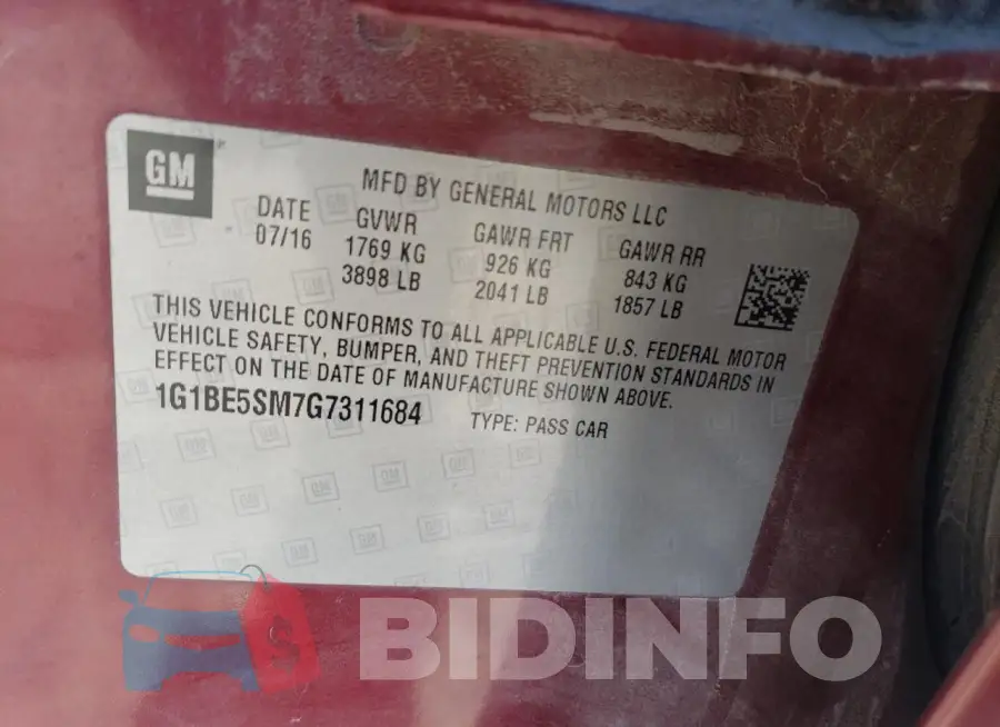 1G1BE5SM7G7311684 Photo# 13