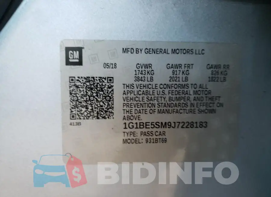 1G1BE5SM9J7228183 Photo# 12