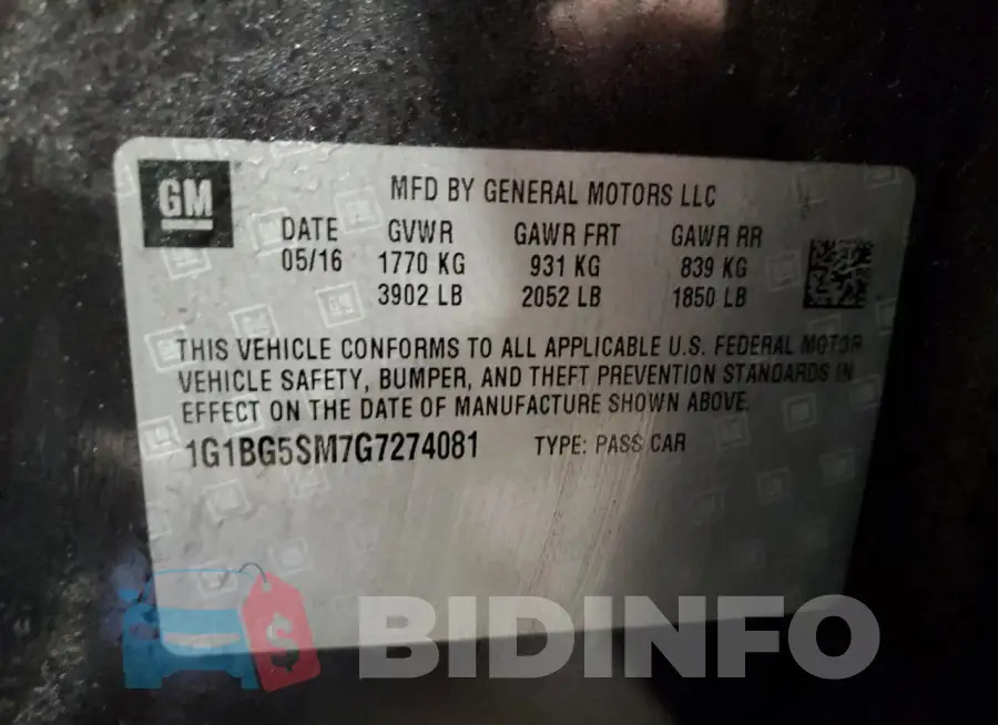 1G1BG5SM7G7274081 Photo# 13
