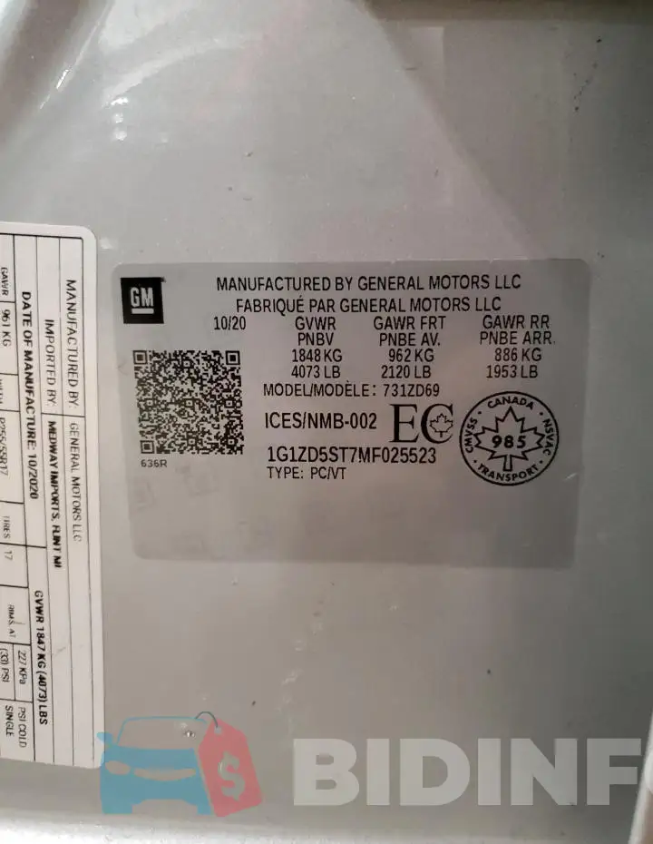 1G1ZD5ST7MF025523 Photo# 12