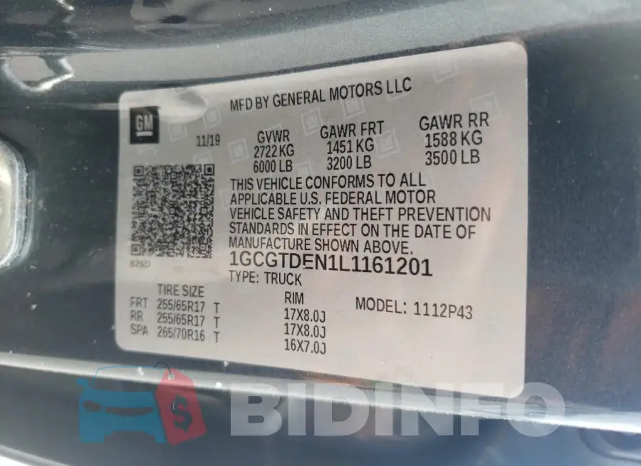 1GCGTDEN1L1161201 Photo# 12