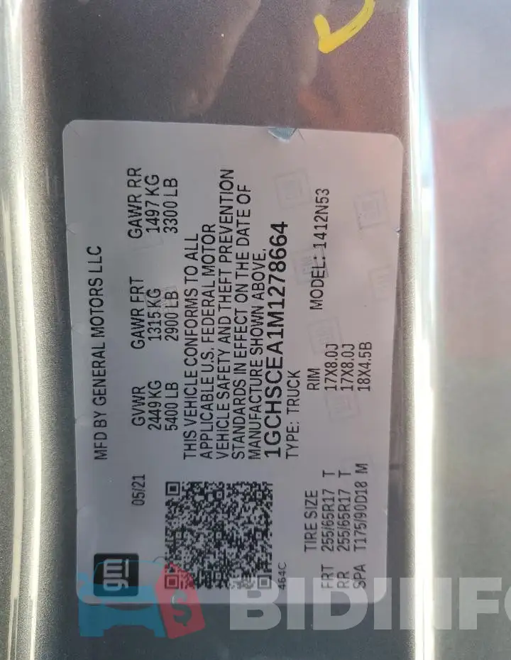 1GCHSCEA1M1278664 Photo# 12