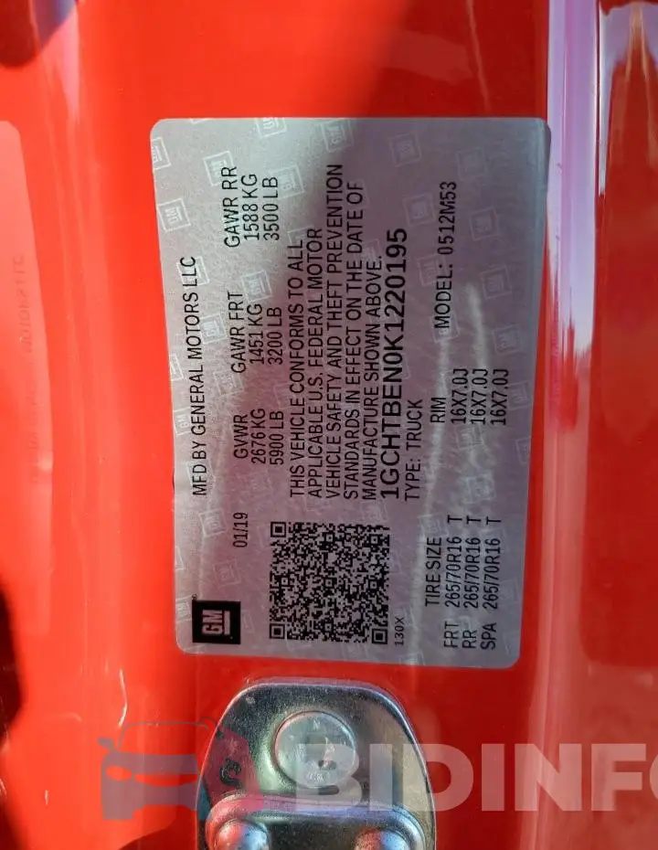 1GCHTBEN0K1220195 Photo# 12