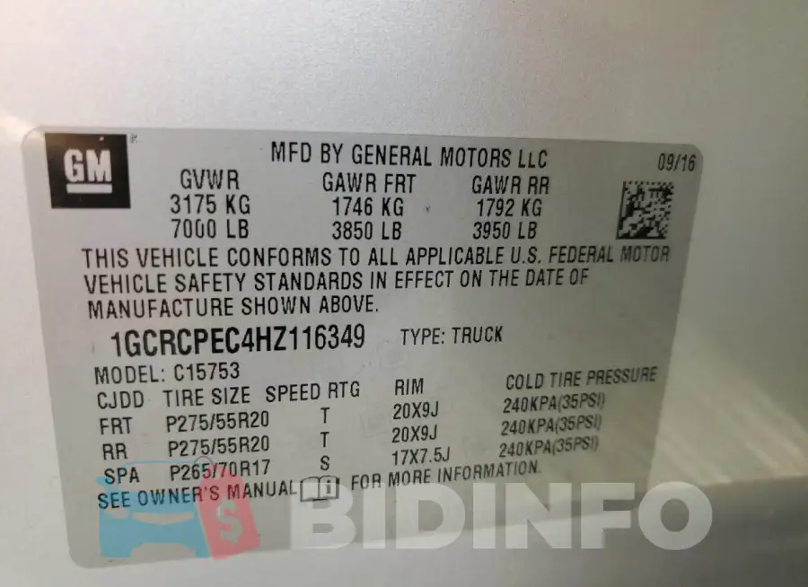 1GCRCPEC4HZ116349 Photo# 12
