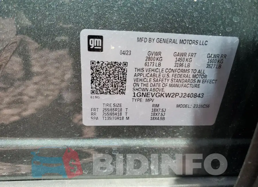 1GNEVGKW2PJ240843 Photo# 12
