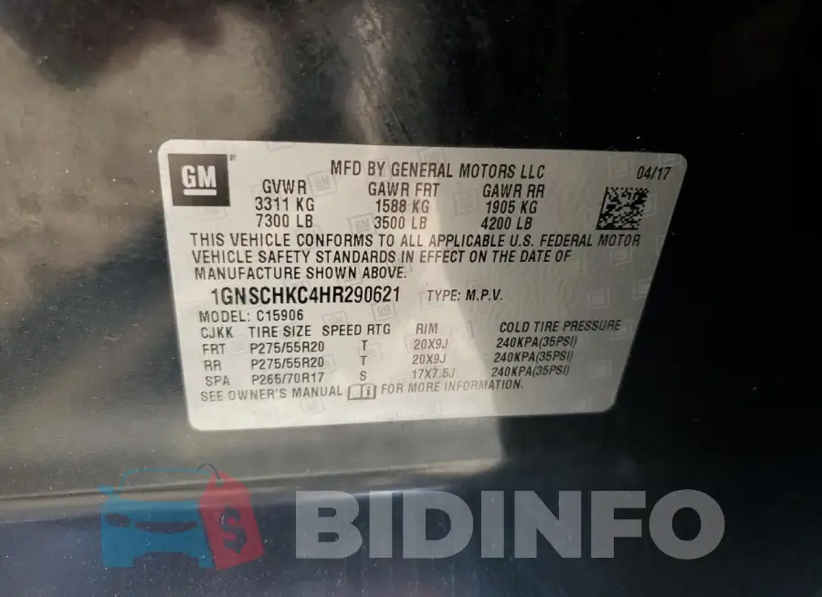1GNSCHKC4HR290621 Photo# 13