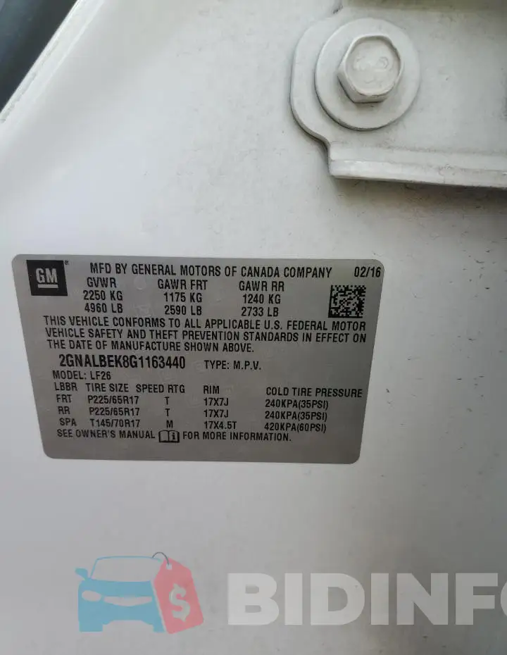 2GNALBEK8G1163440 Photo# 12