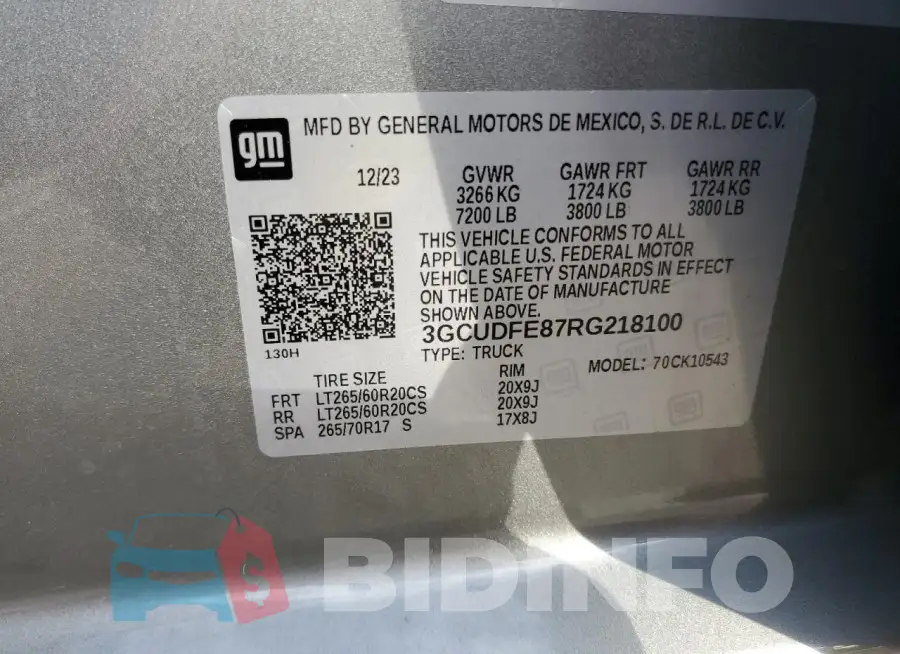 3GCUDFE87RG218100 Photo# 12