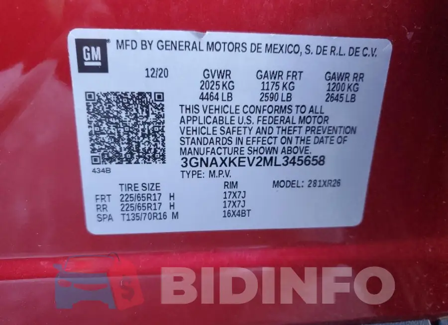 3GNAXKEV2ML345658 Photo# 14