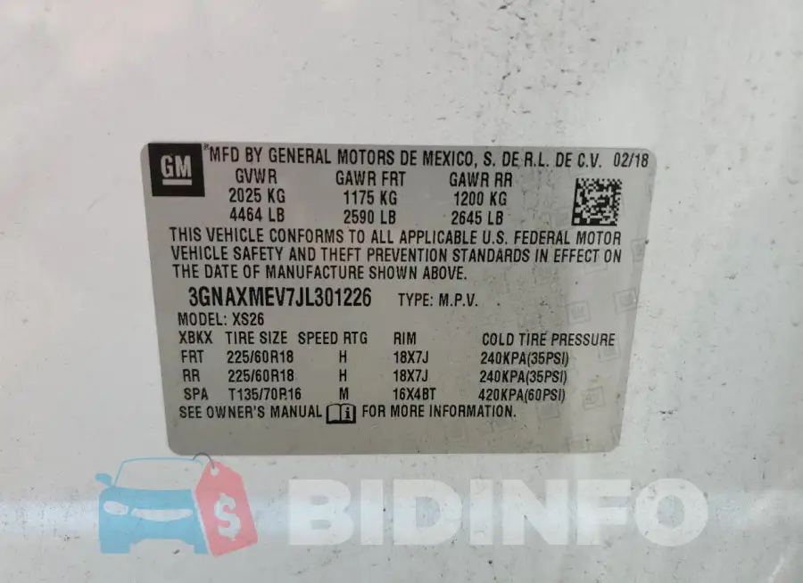 3GNAXMEV7JL301226 Photo# 12