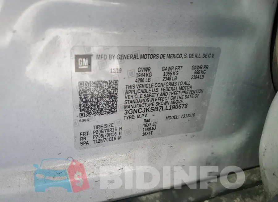 3GNCJKSB7LL190673 Photo# 13