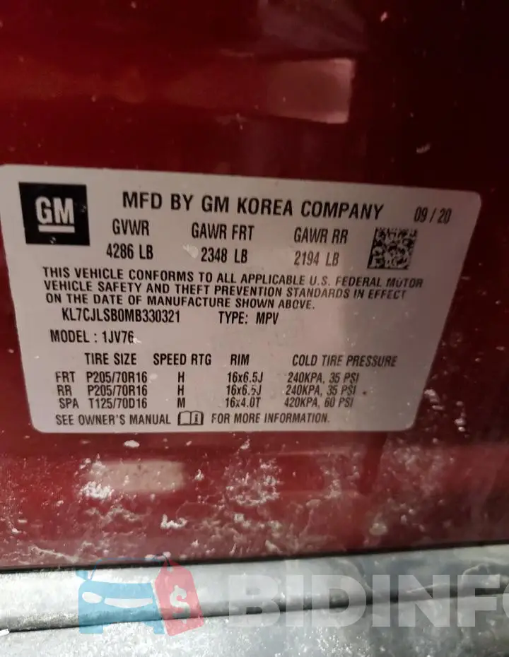 KL7CJLSB0MB330321 Photo# 12