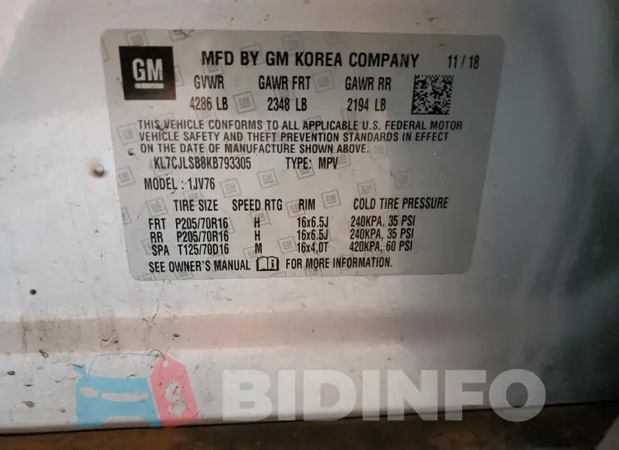 KL7CJLSB8KB793305 Photo# 13