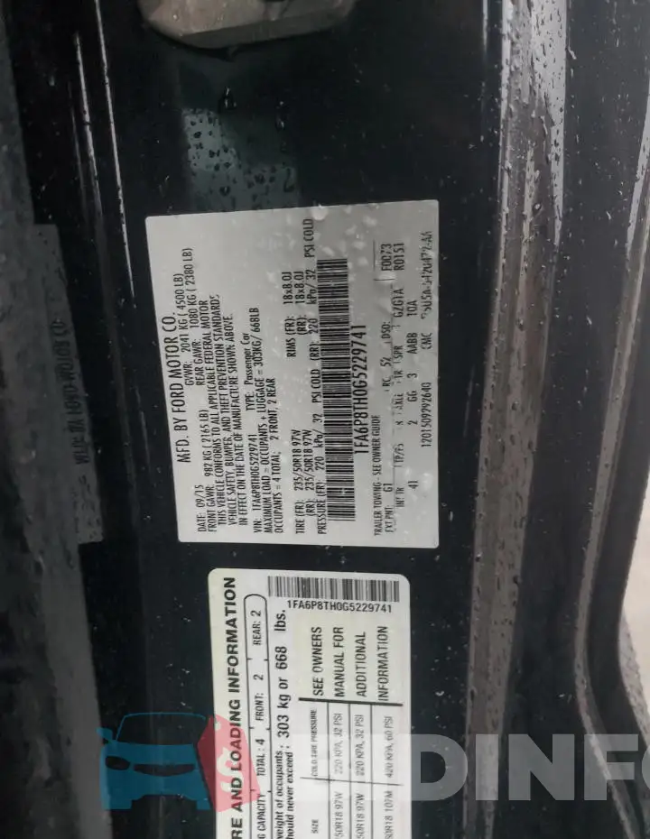 1FA6P8TH0G5229741 Photo# 12