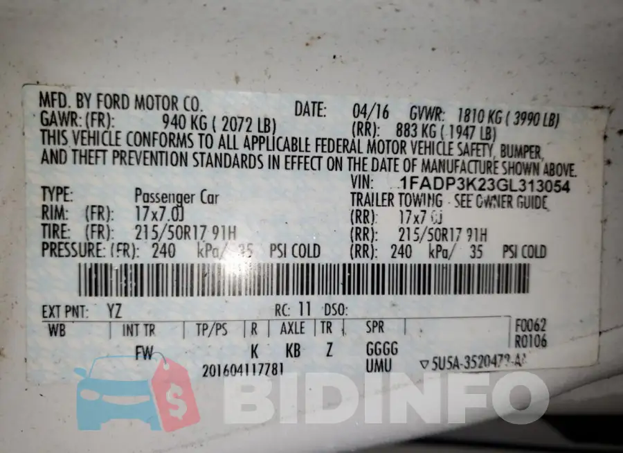 1FADP3K23GL313054 Photo# 12