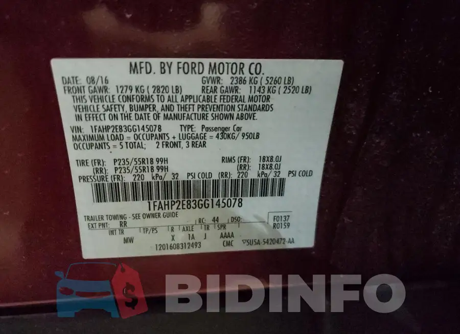 1FAHP2E83GG145078 Photo# 12