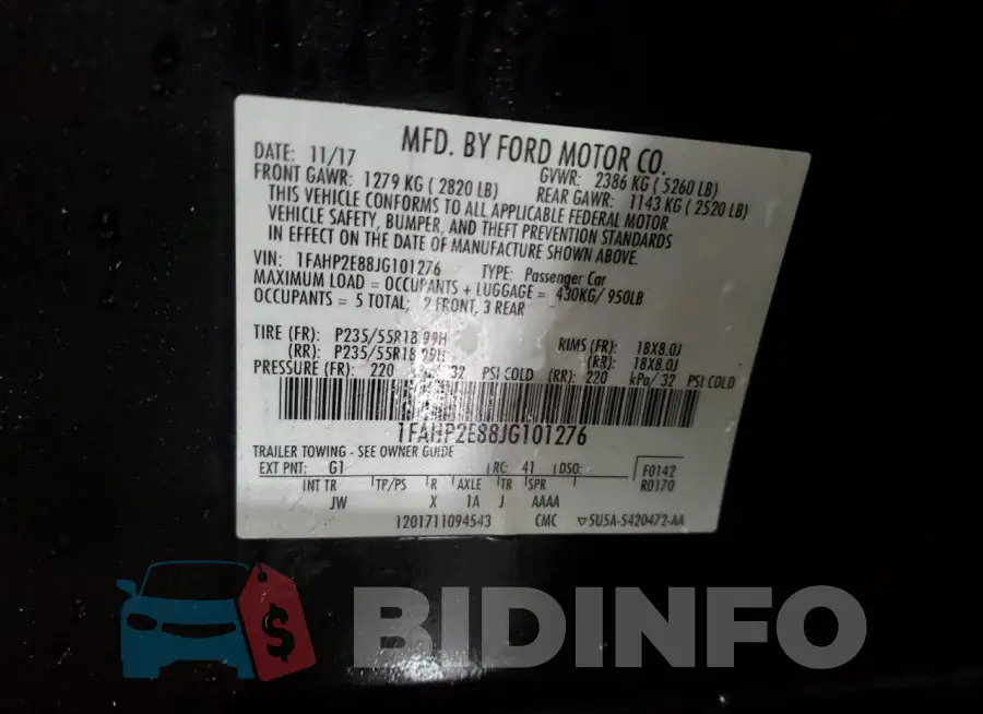 1FAHP2E88JG101276 Photo# 13