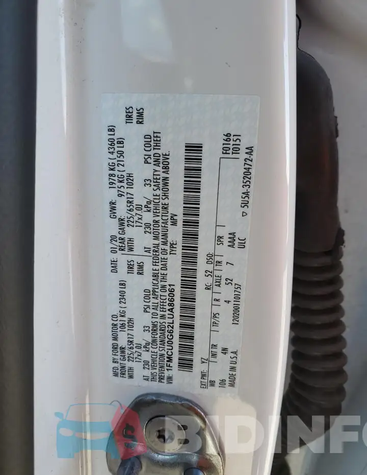 1FMCU0G62LUA86061 Photo# 12
