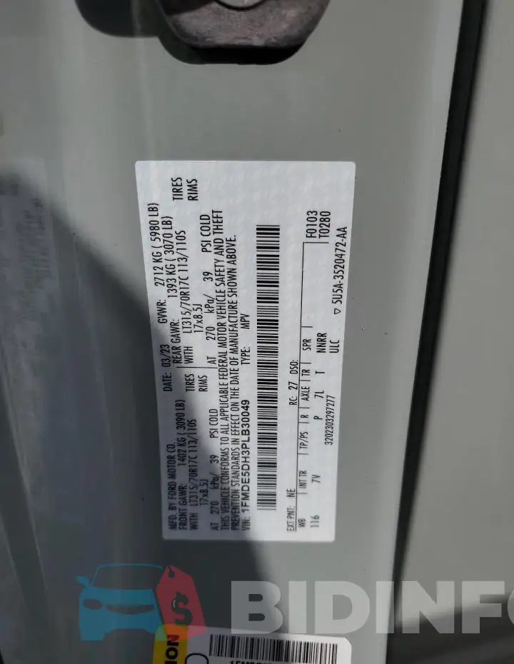 1FMDE5DH3PLB30049 Photo# 13