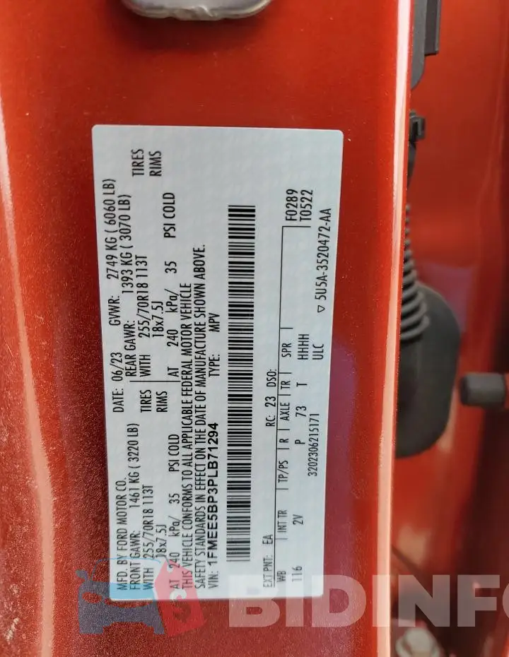 1FMEE5BP3PLB71294 Photo# 13