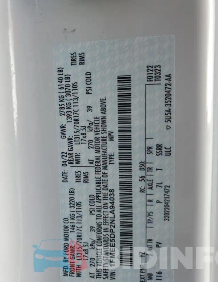 1FMEE5DP2NLA94038 Photo# 12