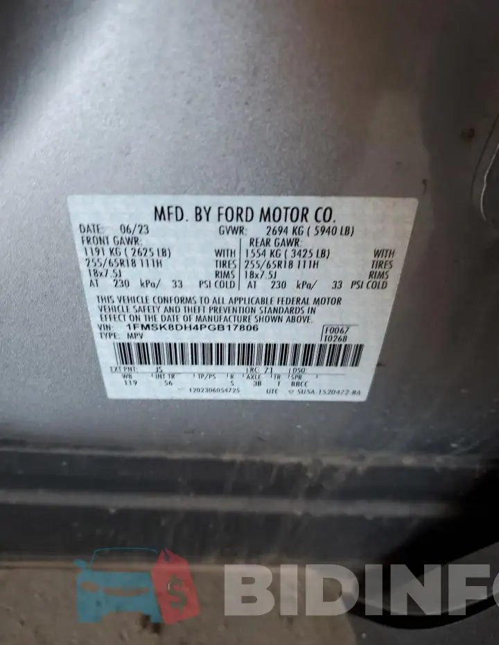 1FMSK8DH4PGB17806 Photo# 13