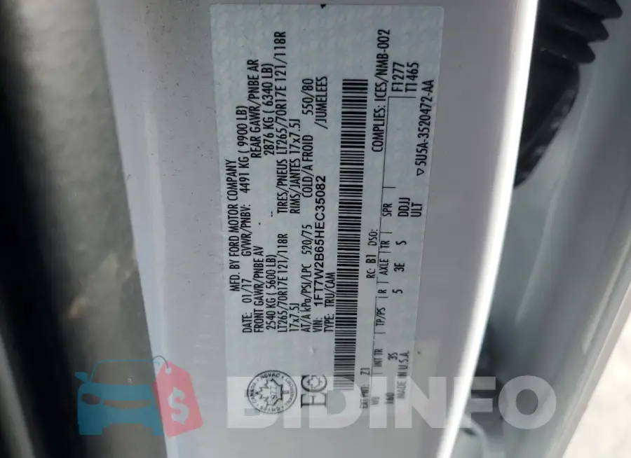 1FT7W2B65HEC35082 Photo# 12