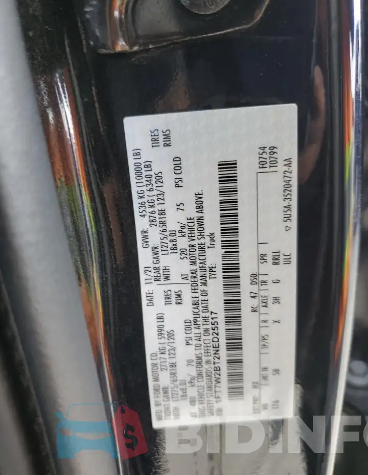 1FT7W2BT2NED25517 Photo# 12