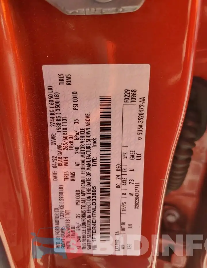 1FTER4EH7NLD33805 Photo# 14