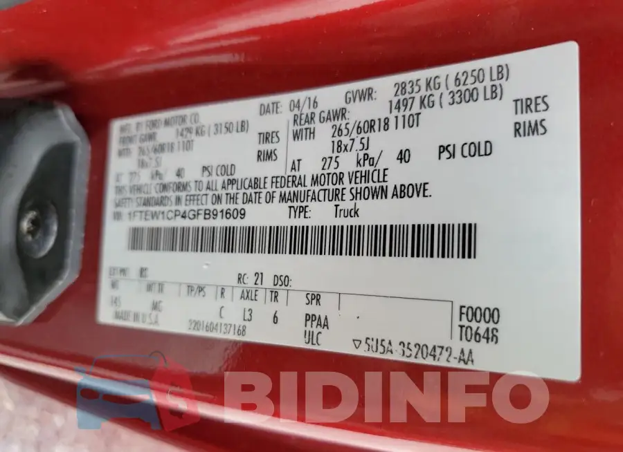 1FTEW1CP4GFB91609 Photo# 12