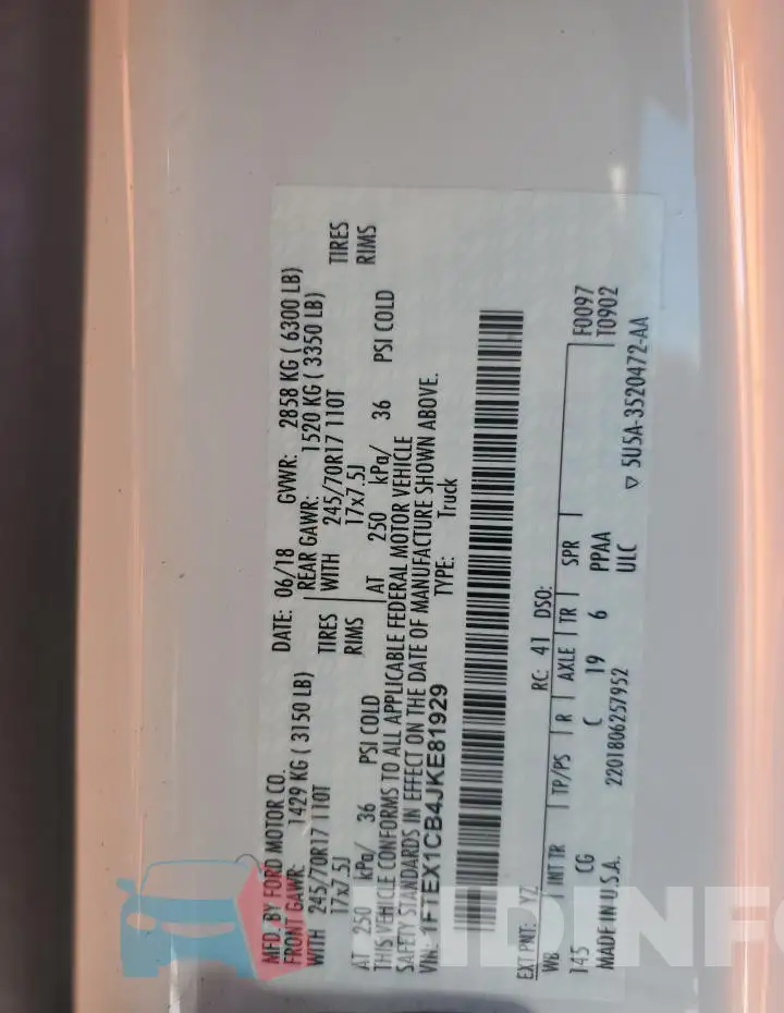 1FTEX1CB4JKE81929 Photo# 12