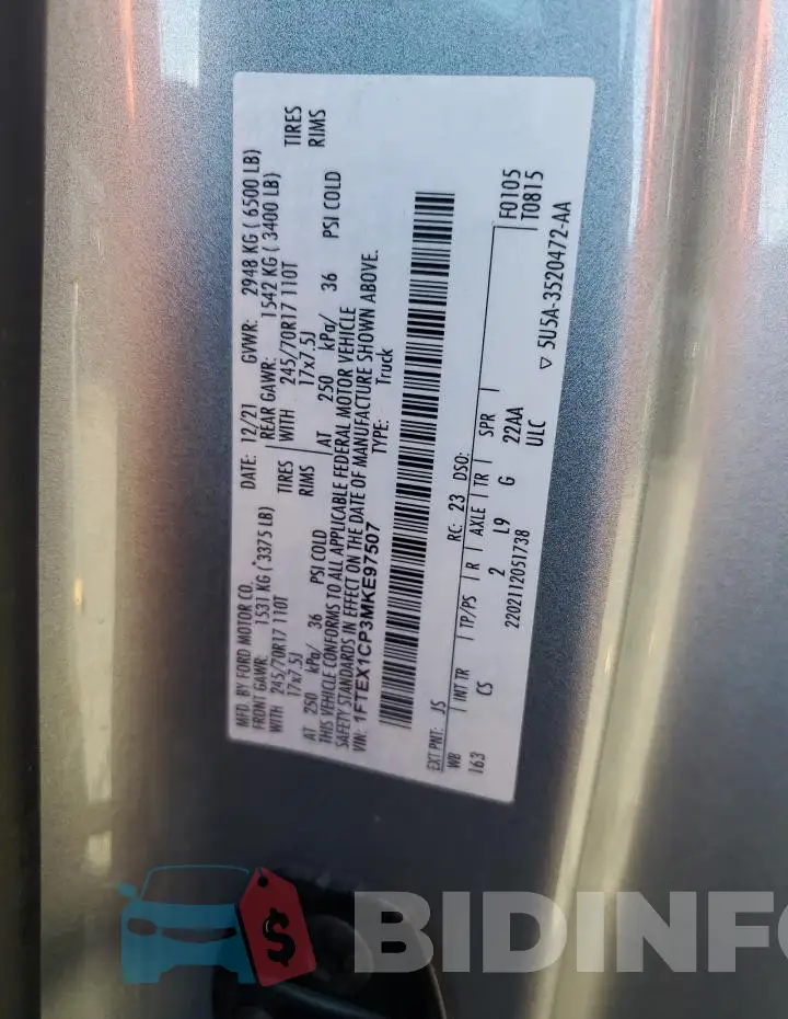 1FTEX1CP3MKE97507 Photo# 12