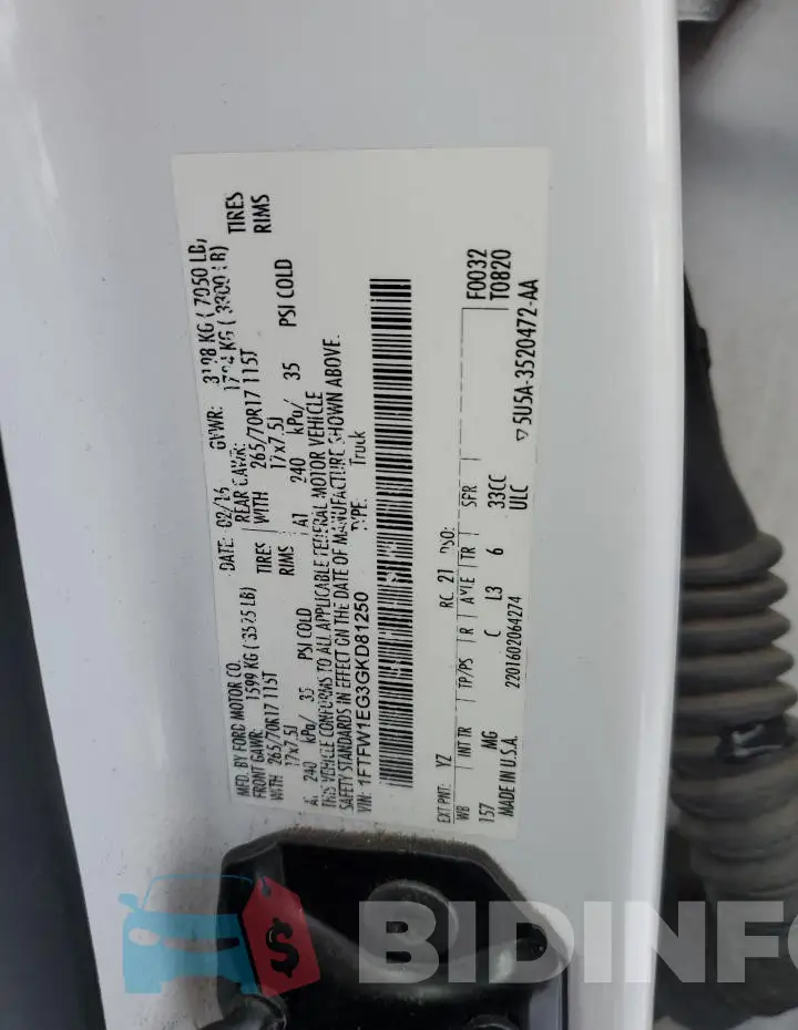 1FTFW1EG3GKD81250 Photo# 12