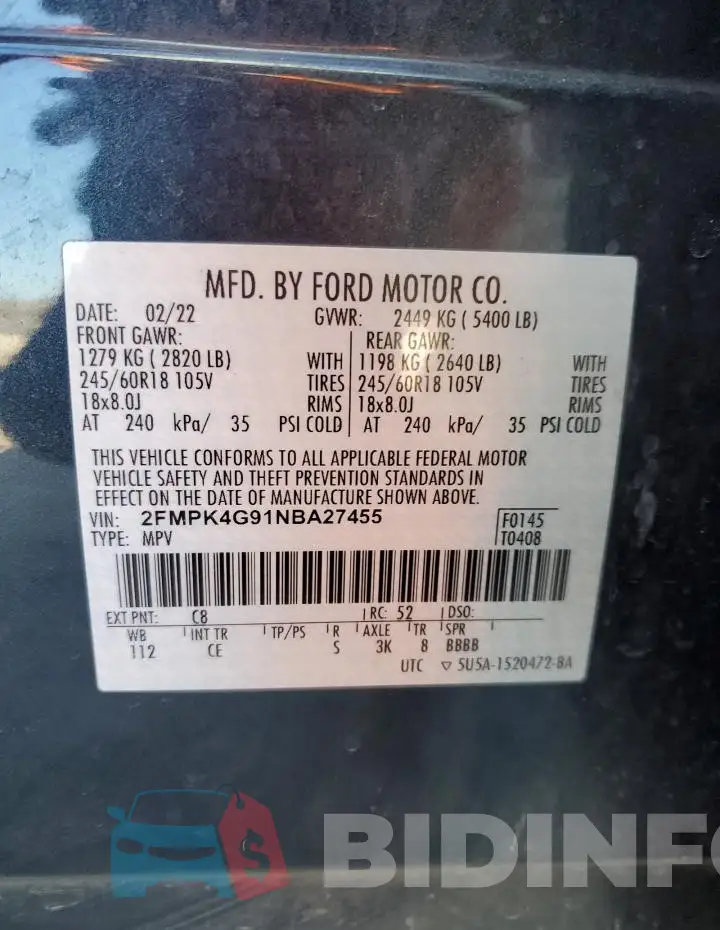 2FMPK4G91NBA27455 Photo# 14