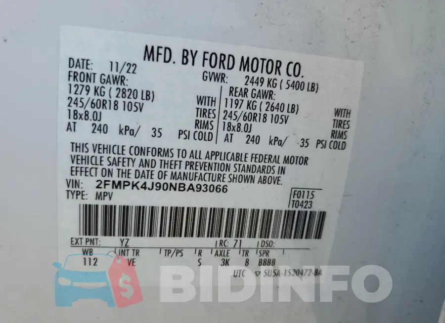 2FMPK4J90NBA93066 Photo# 13